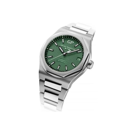 GP; Girard-Perregaux Laurel series automatic mechanical movement 100m waterproof unisex Swiss watch 42mm green dial stainless steel case stainless steel strap 81010-11-3153-1CM