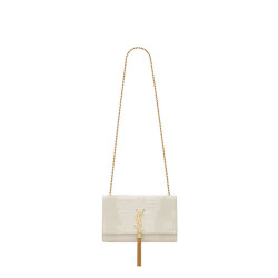 KATE MEDIUM CHAIN BAG WITH TASSEL IN CROCODILE-EMBOSSED SHINY LEATHER