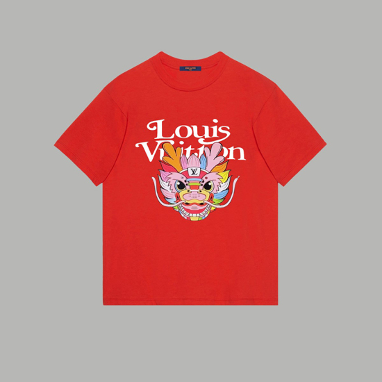 LV Dragon Year Series Cartoon Dragon Head Letter Printed Short-sleeved T-shirt
