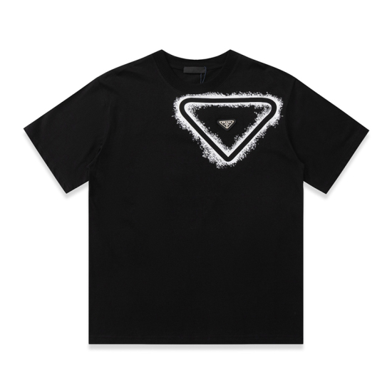 Prada 2024 Printed Triangle Label Short Sleeve T-shirt