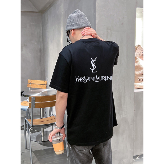YSL Classic Printed Logo Letter Half-sleeved Short-sleeved T-shirt Star Essential Single Product