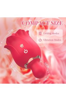 Rose Sex Toy Vibrator, 2IN1 Clitoral Tongue Licking Vibrator with 18 Vibration Modes for Clit Dildos Nipples, Rose Sexual Stimulation Device, Adult Sex Toys for Women