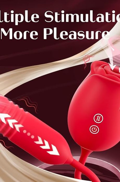 Sex Toys Dildo Rose Vibrator - Upgraded Rose Sex Toy for Women with 9 Sucking & 9 Thrusting Vibrating Dildos G Spot Vibrators for Clit Nipple, Women Adult Sex Toys Games for Couples Sex Machine
