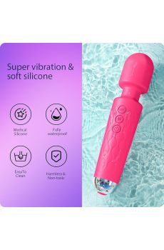 Vibrator Wand,Adult Sex Toy Wand, G Spot Dildo, Clit Vibrator, Sex Vibrators,Clitoris Stimulation,with 8 Speeds & 20 Patterns, Quiet,Fully Waterproof,Vibrating Wand for her Pleasure (Rose Red)