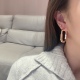 Tiffany LOCK ROSE Brand Designer Lock Round Loop Hoop Earrings For Women Jewelry With Box