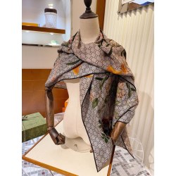 Gucci reversible two-tone floral cashmere scarf