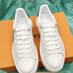 LV rhinestone embellished logo sneakers white shoes