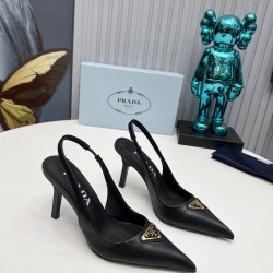 Prada's latest long boots, sandals, thin heels, empty back, thick heels