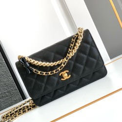 Chanel bow lychee leather,
