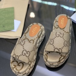 Gucci new couples electric embroidered thick-soled slippers